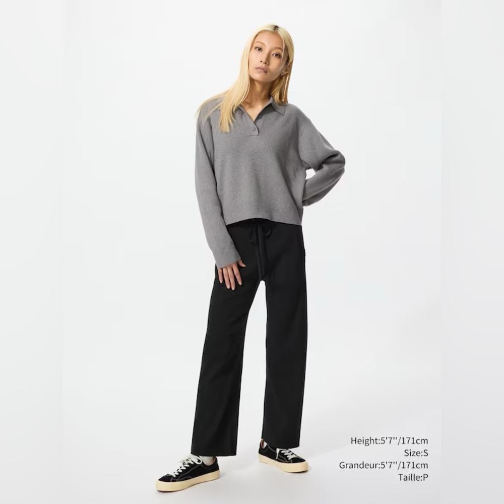 Uniqlo Black Ribbed Knit Pants
